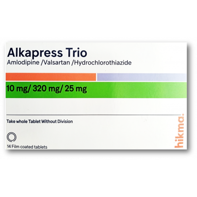 ALKAPRESS TRIO 10 / 320 / 25 MG ( AMLODIPINE / VALSARTAN / HYDROCHLOROTHIAZIDE ) 14 FILM-COATED TABLETS